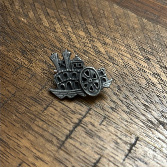 AJR Co STEAMBOAT Pewter PIN Vintage Paddle Steam Ship Boat Pinback Brooch - Picture 1 of 4
